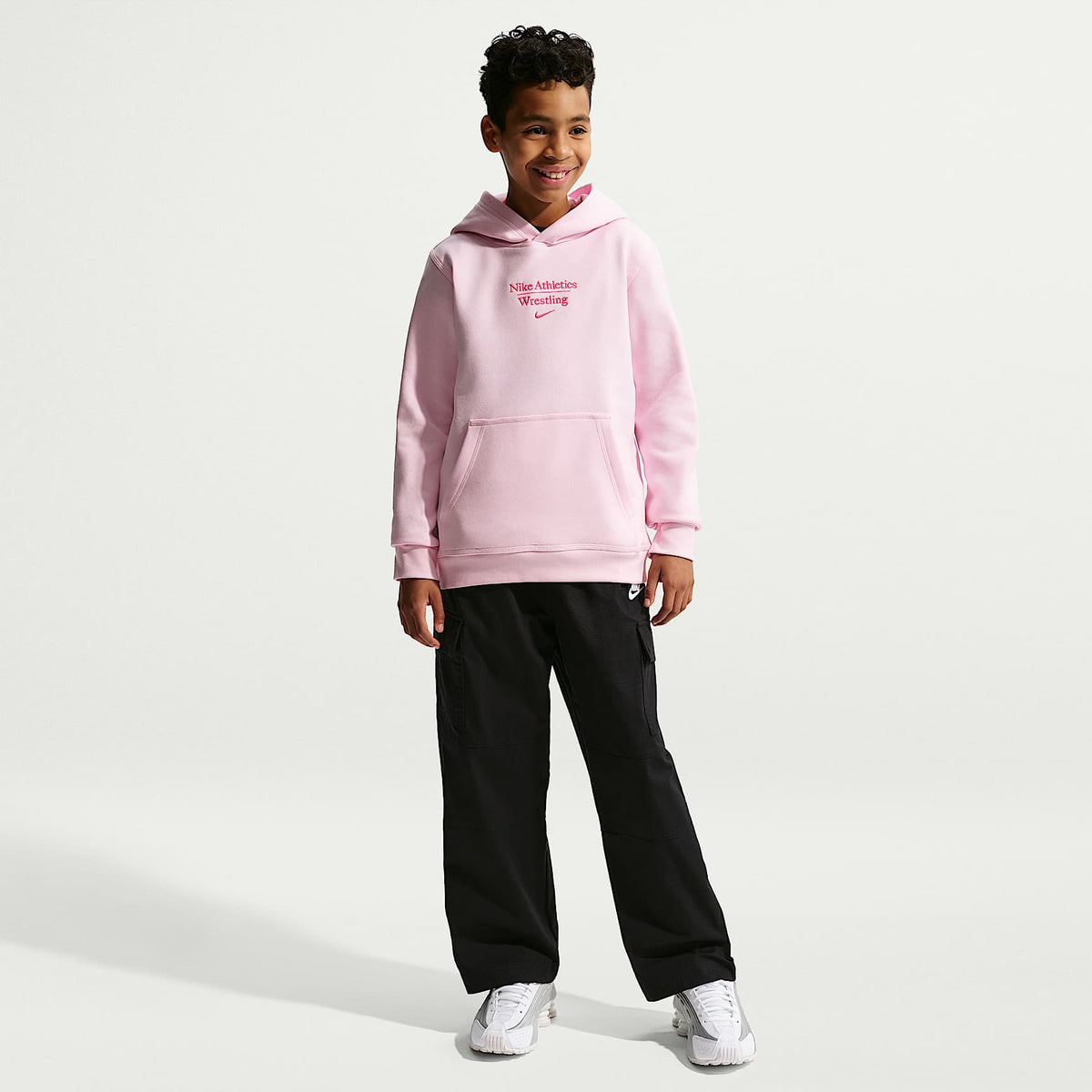 Sudadera con gorro sin cierre de lucha para niños talla grande Nike – Espuma rosa/Rosa – vista 4