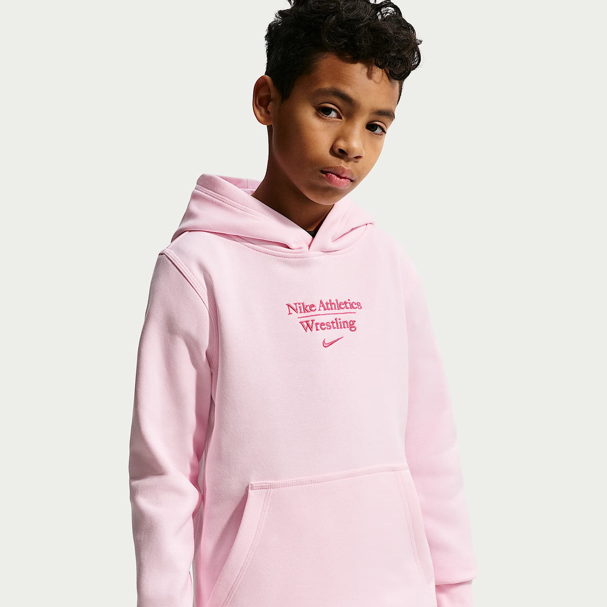 Sudadera con gorro sin cierre de lucha para niños talla grande Nike – Espuma rosa/Rosa – vista 1
