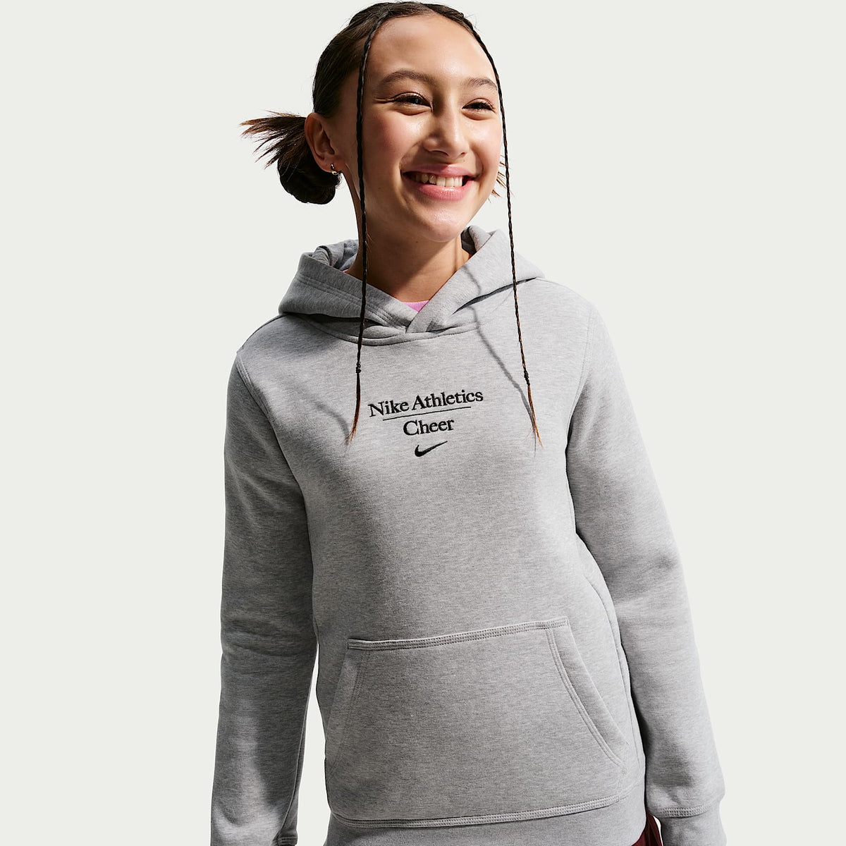 Sudadera con gorro sin cierre Cheer para para niños talla grande Nike – Gris oscuro jaspeado – vista 1