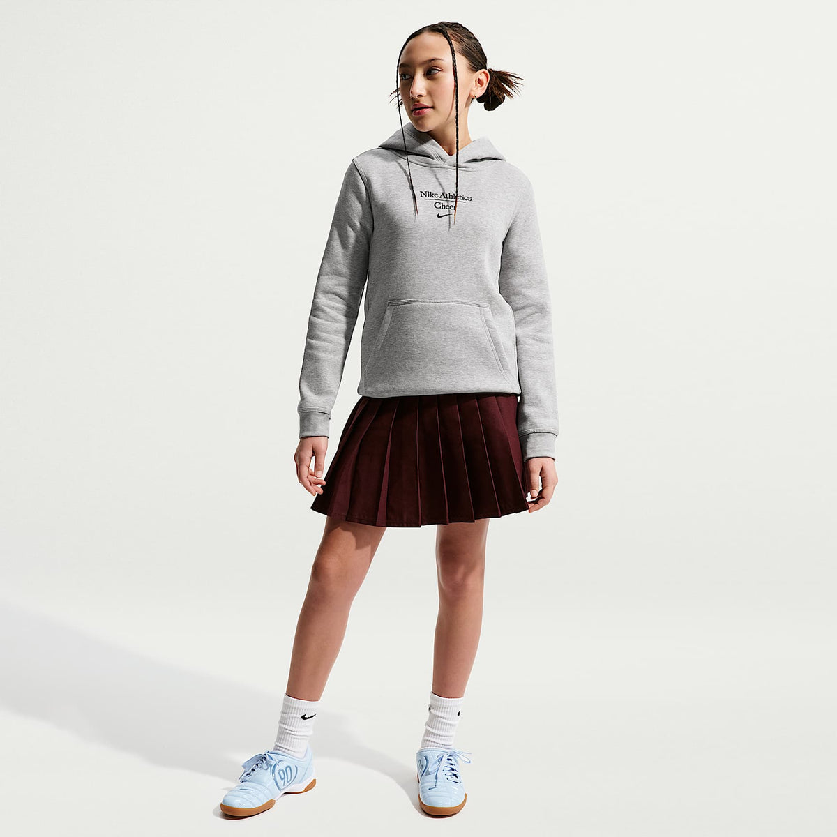 Sudadera con gorro sin cierre Cheer para para niños talla grande Nike – Gris oscuro jaspeado – vista 4