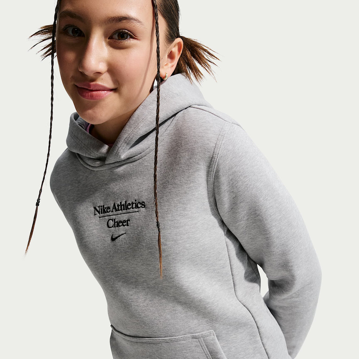 Sudadera con gorro sin cierre Cheer para para niños talla grande Nike – Gris oscuro jaspeado – vista 3