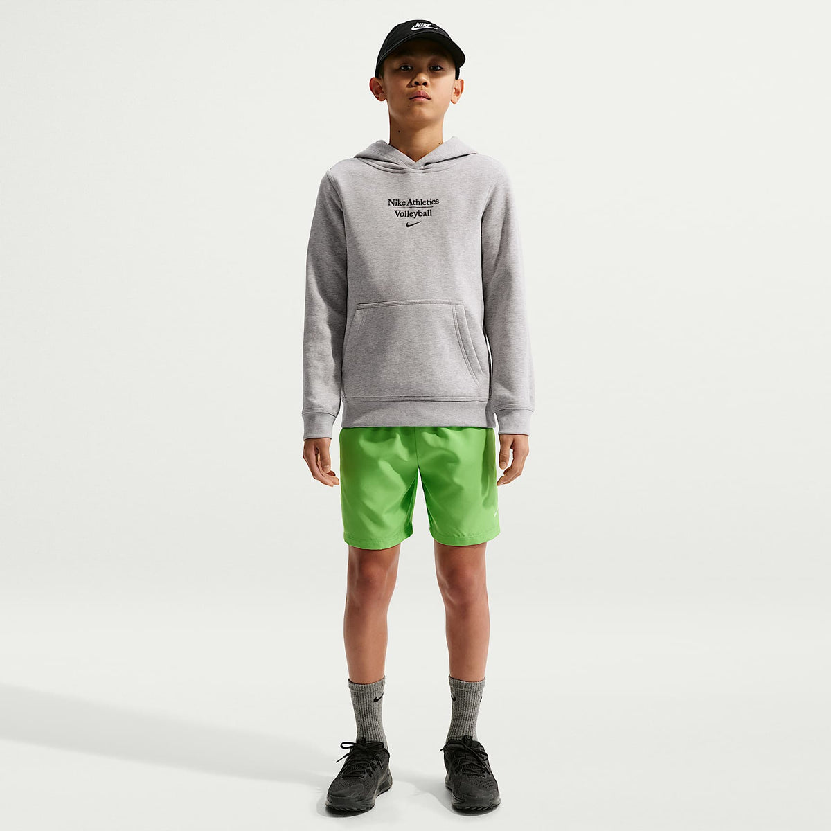 Sudadera con gorro sin cierre de vóleibol para niños talla grande Nike – Gris oscuro jaspeado – vista 4