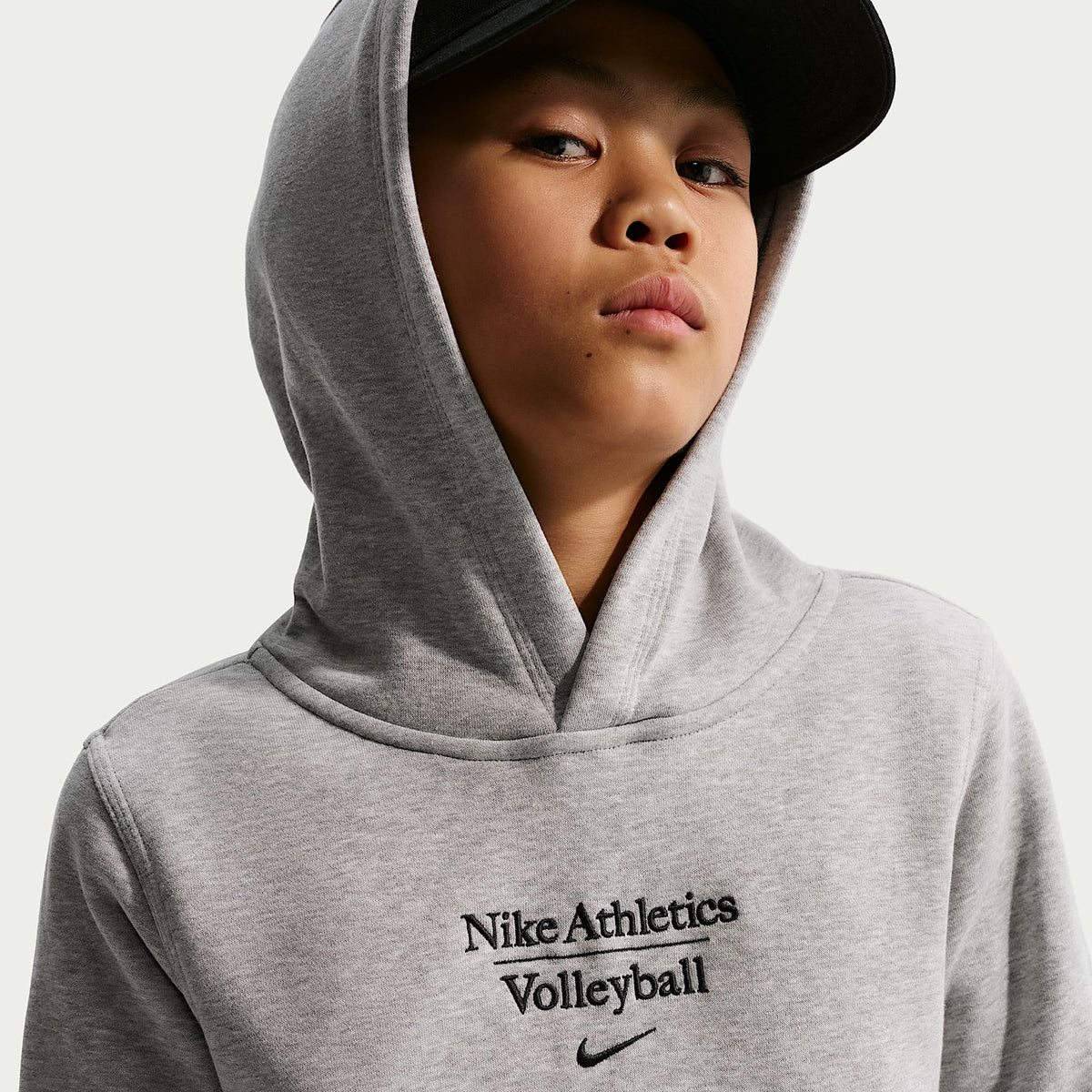 Sudadera con gorro sin cierre de vóleibol para niños talla grande Nike – Gris oscuro jaspeado – vista 3