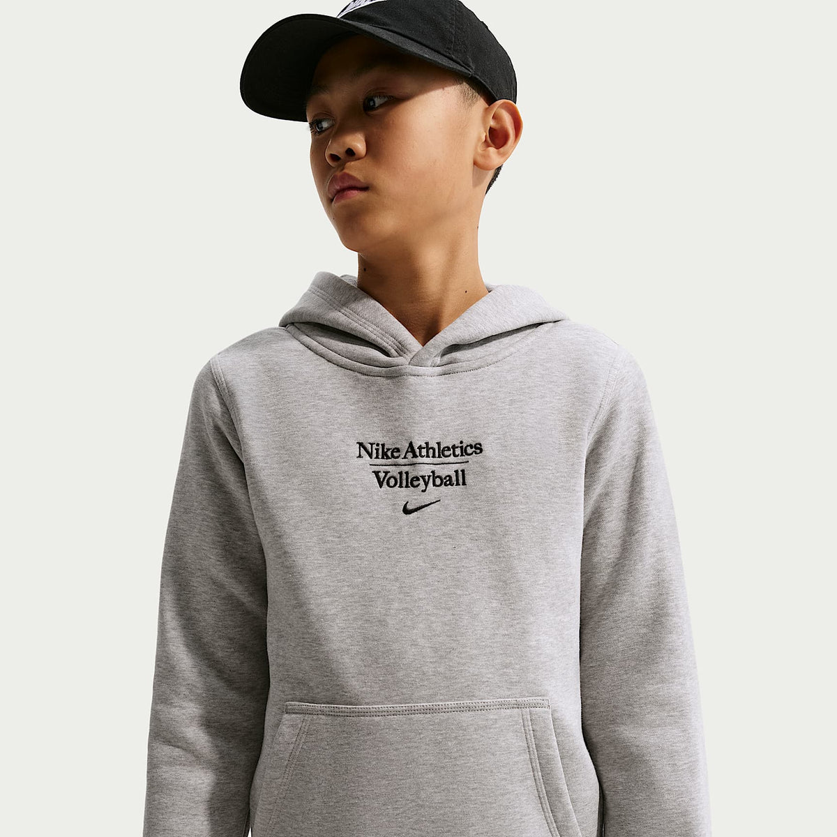 Sudadera con gorro sin cierre de vóleibol para niños talla grande Nike – Gris oscuro jaspeado – vista 1
