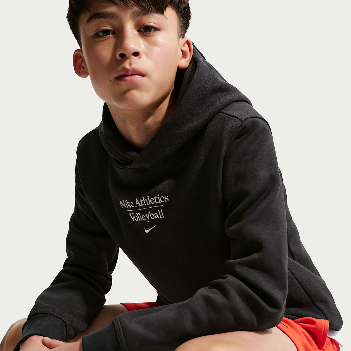 Sudadera con gorro sin cierre de vóleibol para niños talla grande Nike – Negro – vista 3
