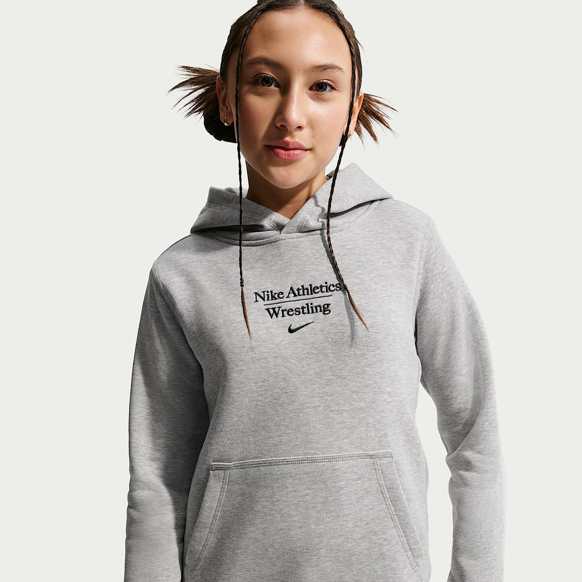 Sudadera con gorro sin cierre de lucha para niños talla grande Nike – Gris oscuro jaspeado – vista 1