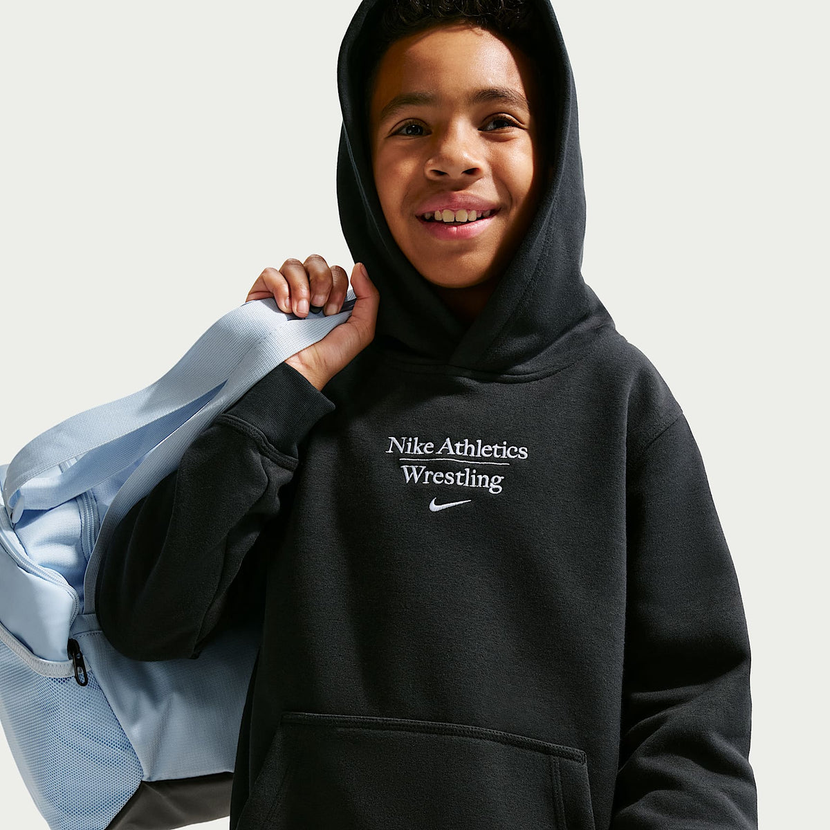 Sudadera con gorro sin cierre de lucha para niños talla grande Nike – Negro – vista 3