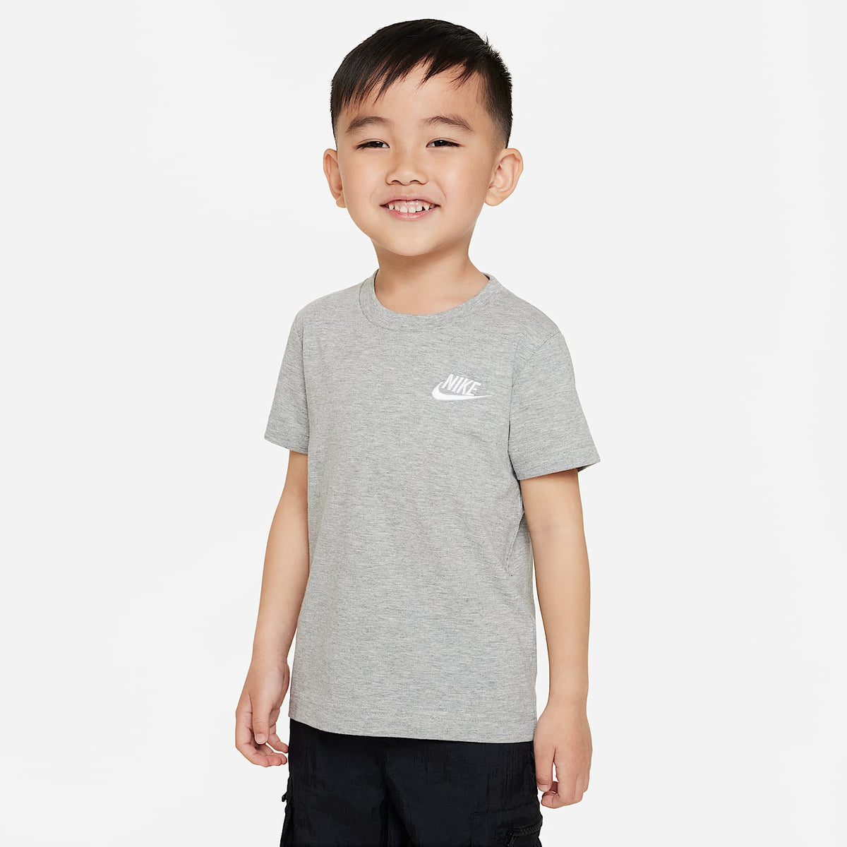 Playera Futura bordada para infantil Nike Sportswear – Gris oscuro jaspeado – vista 1