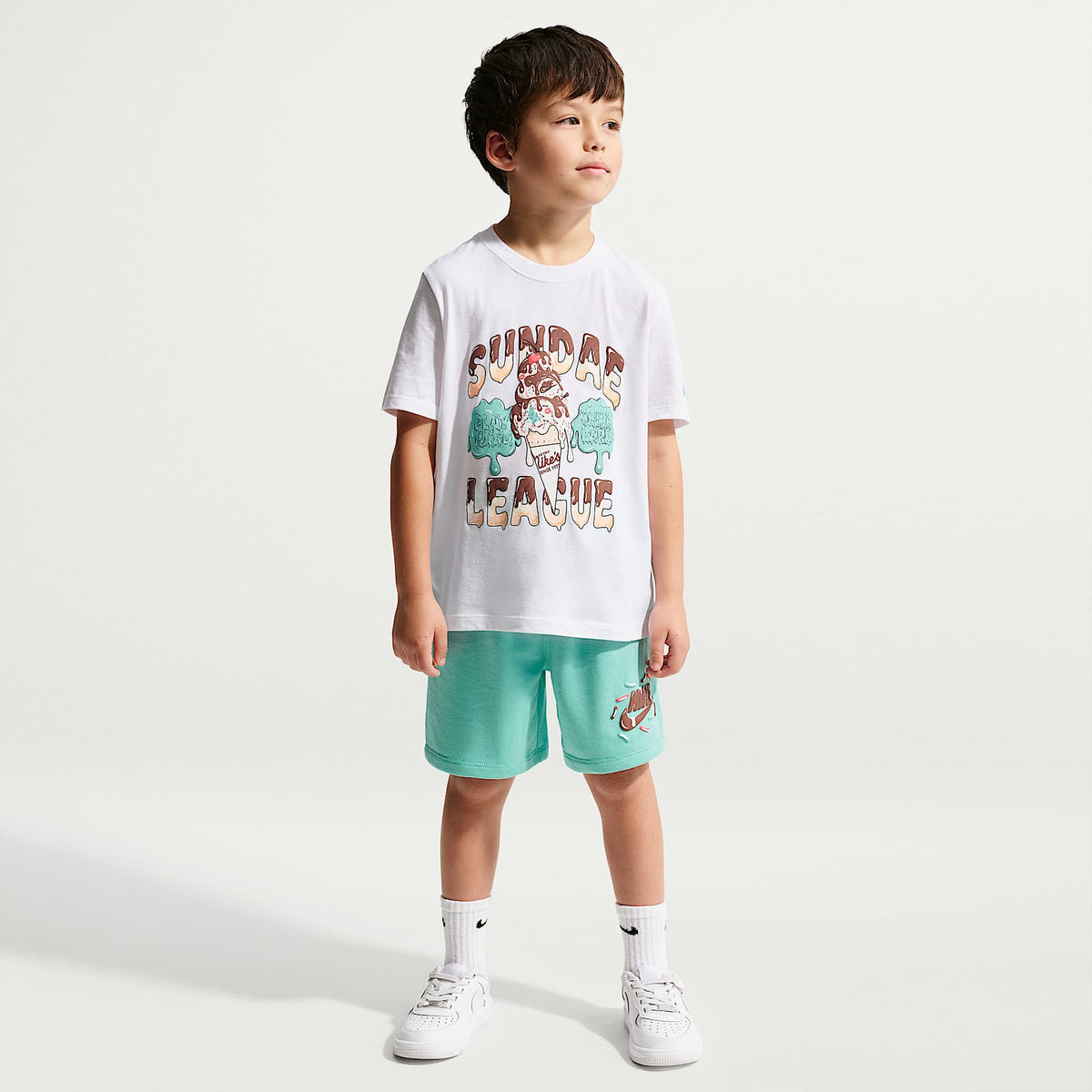 Conjunto de shorts de 2 piezas Sundae League para niños talla pequeña Nike Sportswear – Turquesa desteñido – vista 1
