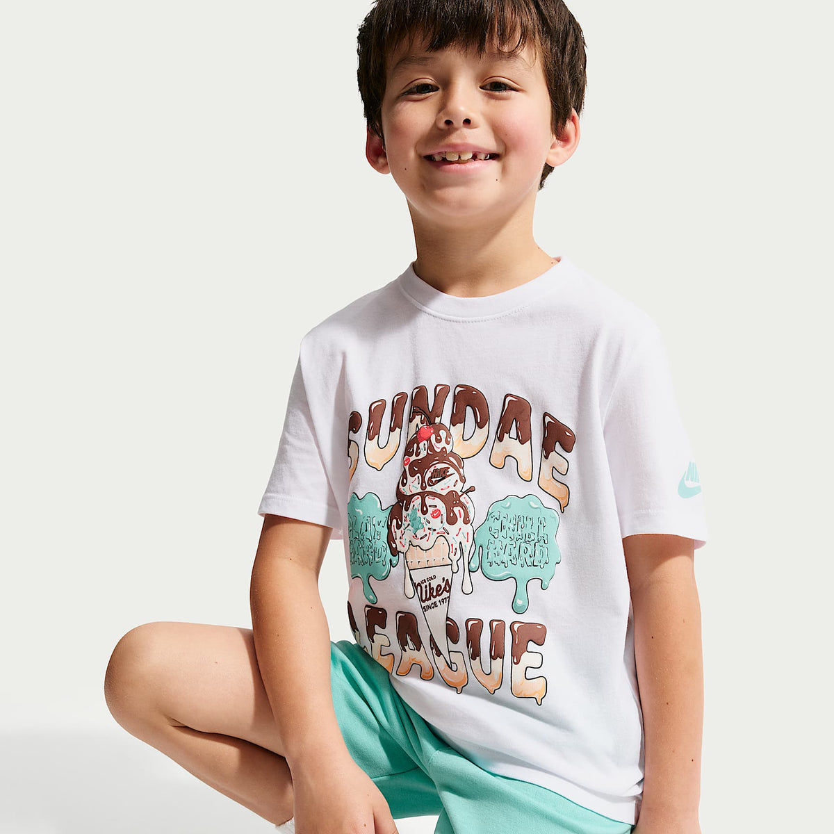 Conjunto de shorts de 2 piezas Sundae League para niños talla pequeña Nike Sportswear – Turquesa desteñido – vista 6