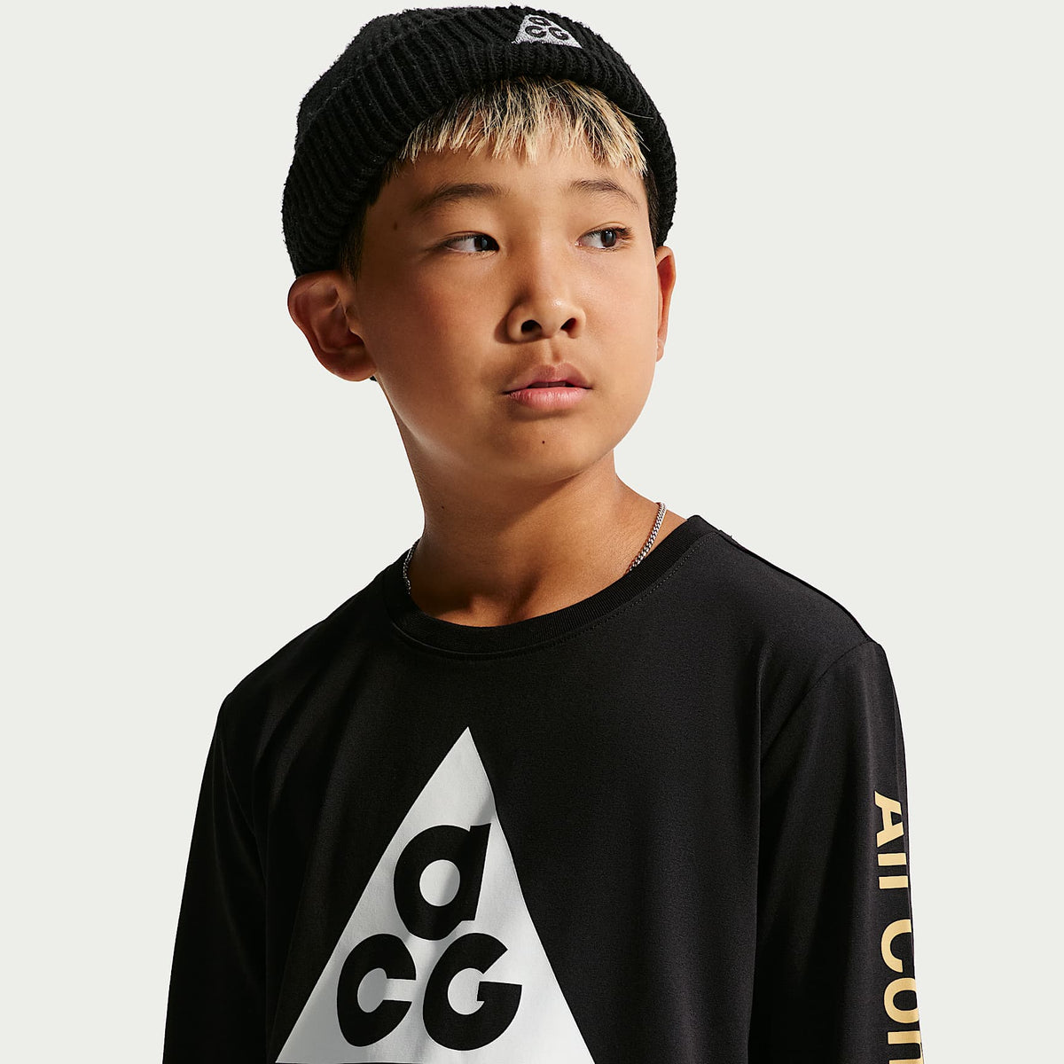 Playera de manga larga Dri-FIT para niños talla grande Nike ACG – Negro – vista 3