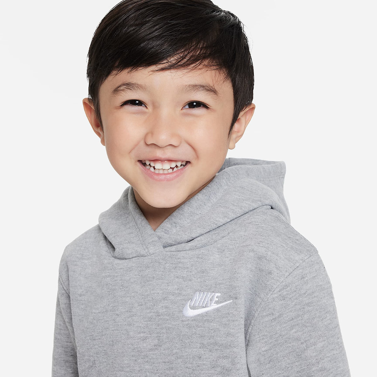 Sudadera con gorro sin cierre de tejido Fleece infantil Nike Sportswear Club – Gris oscuro jaspeado – vista 3