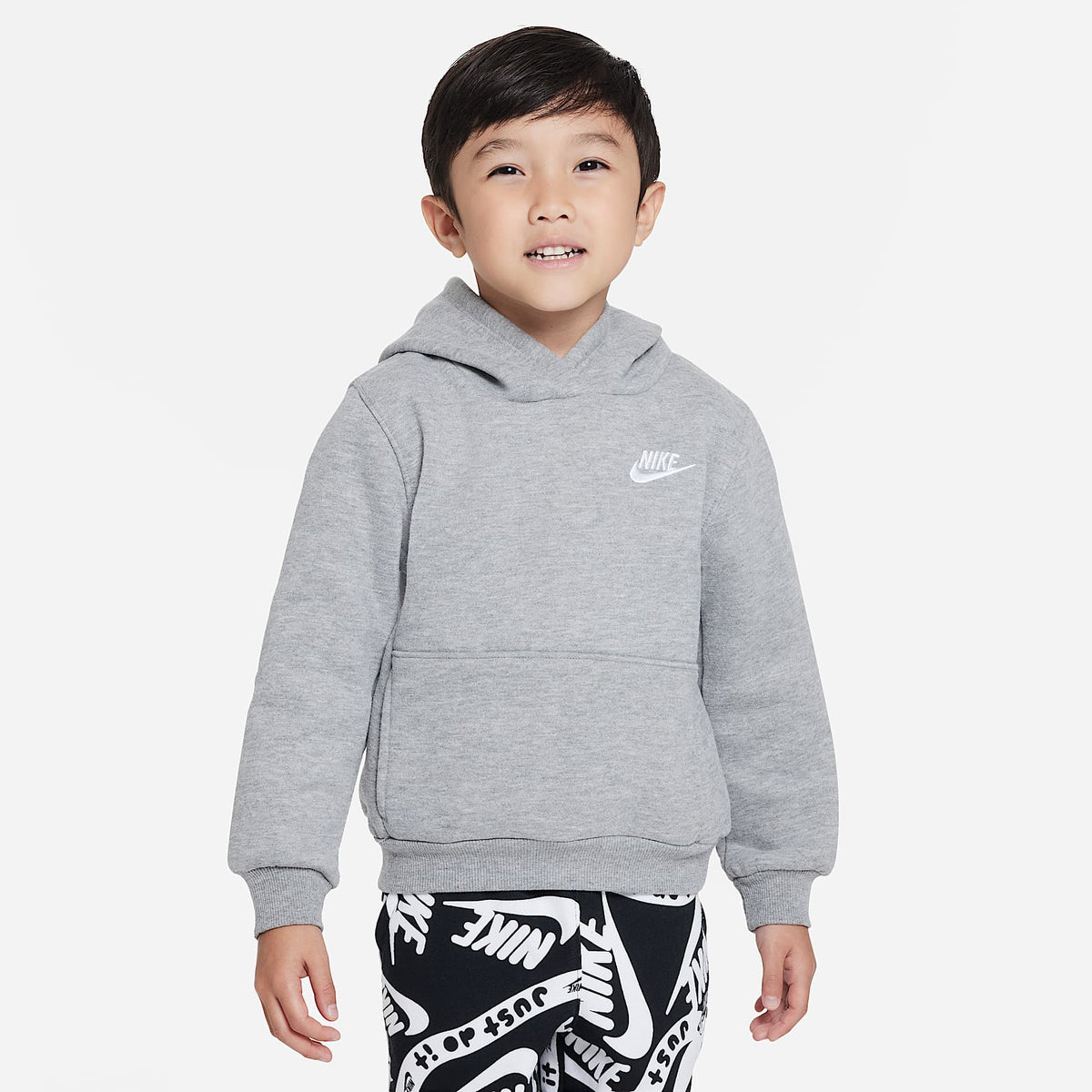 Sudadera con gorro sin cierre de tejido Fleece infantil Nike Sportswear Club – Gris oscuro jaspeado – vista 1