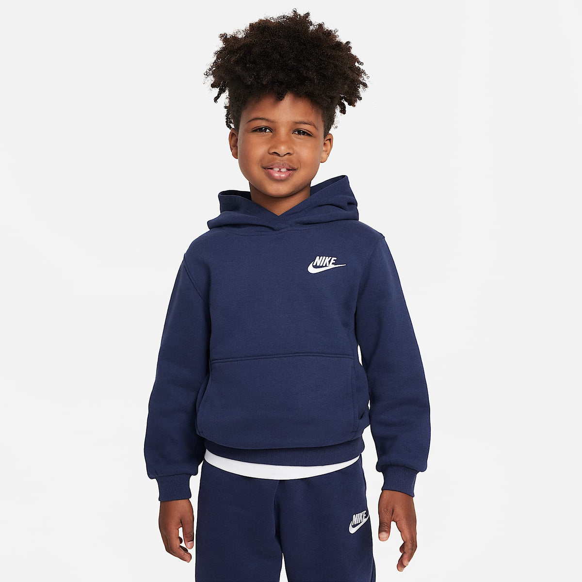 Sudadera con gorro sin cierre para niños talla pequeña Nike Sportswear Club Fleece – Azul marino medianoche – vista 1