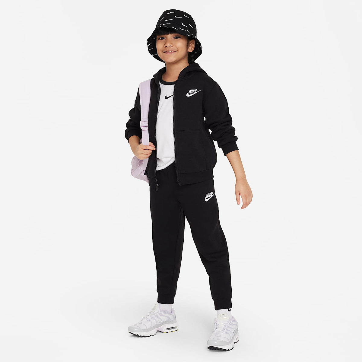 Sudadera con gorro de cierre completo para niños talla pequeña Nike Sportswear Club Fleece – Negro – vista 5
