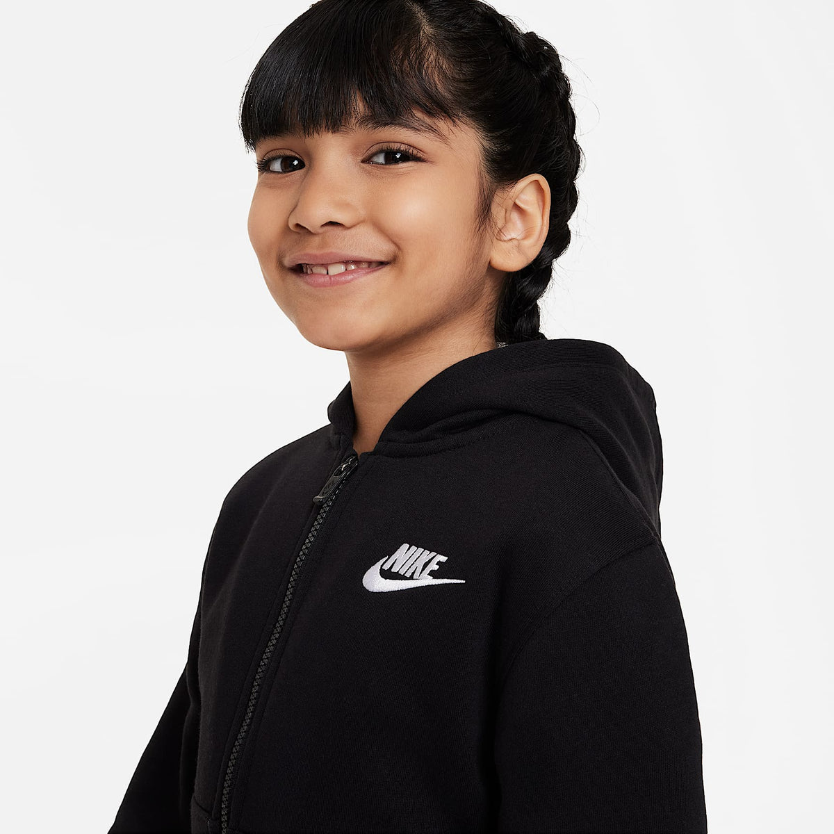 Sudadera con gorro de cierre completo para niños talla pequeña Nike Sportswear Club Fleece – Negro – vista 3
