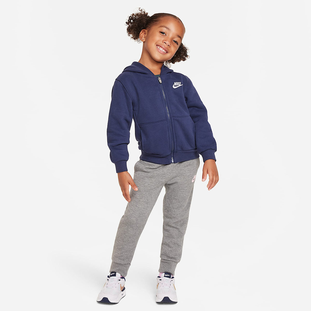Sudadera con gorro de tejido Fleece de cierre completo infantil Nike Sportswear Club – Azul marino medianoche – vista 5