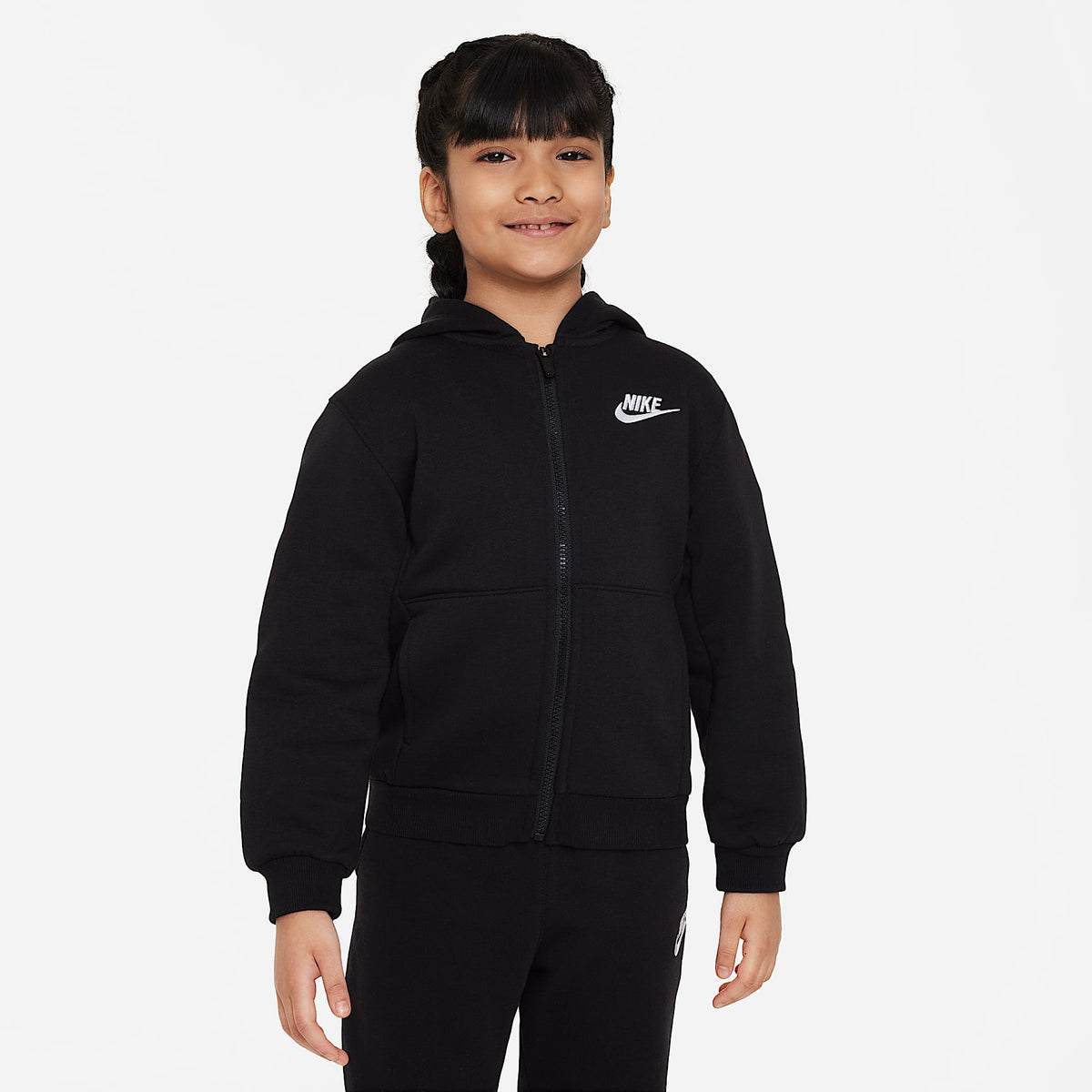 Sudadera con gorro de cierre completo para niños talla pequeña Nike Sportswear Club Fleece – Negro – vista 1