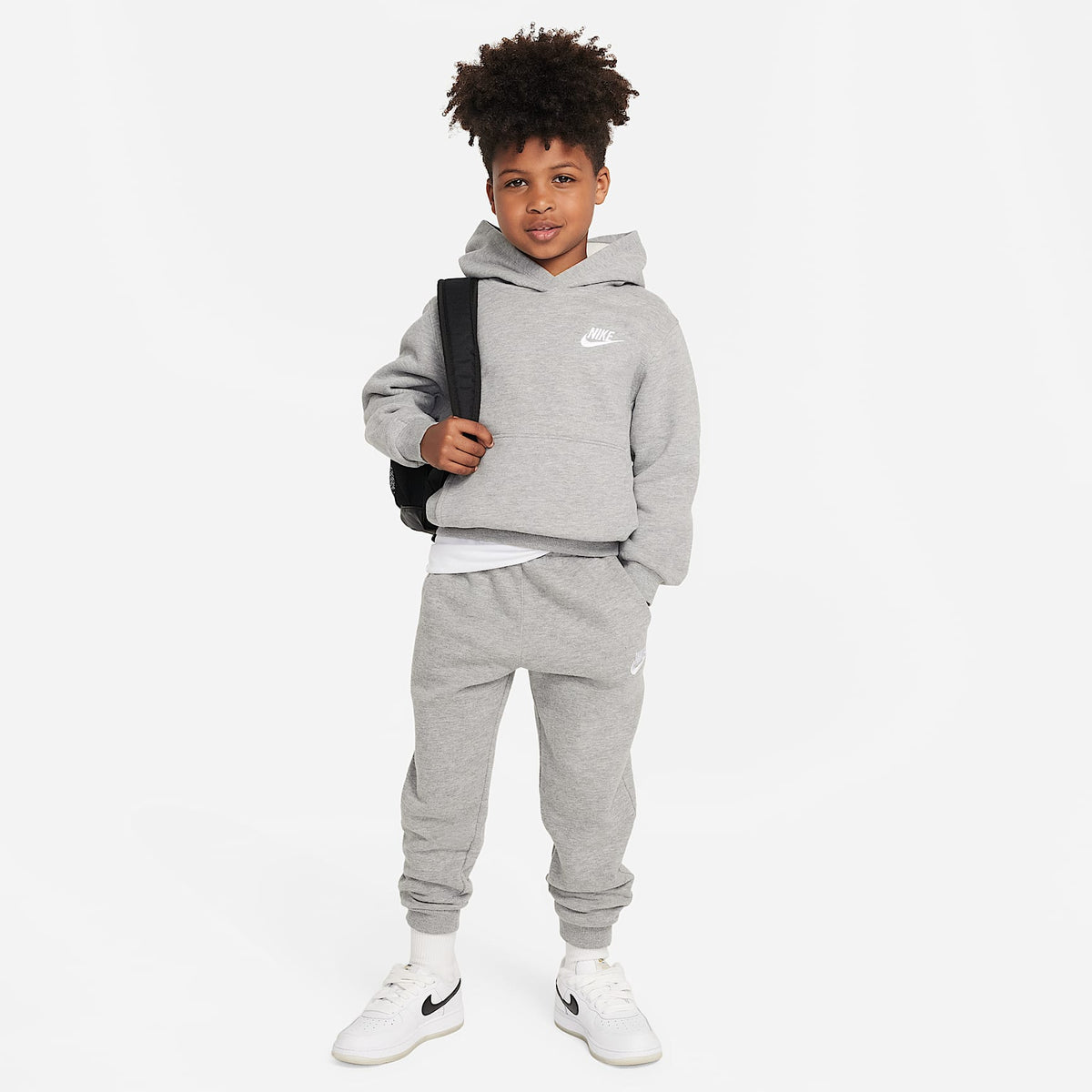 Sudadera con gorro sin cierre para niños talla pequeña Nike Sportswear Club Fleece – Gris oscuro jaspeado – vista 5
