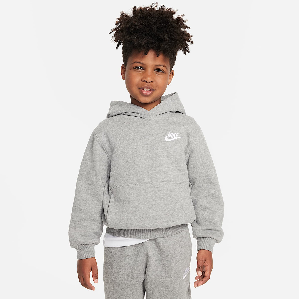 Sudadera con gorro sin cierre para niños talla pequeña Nike Sportswear Club Fleece – Gris oscuro jaspeado – vista 1