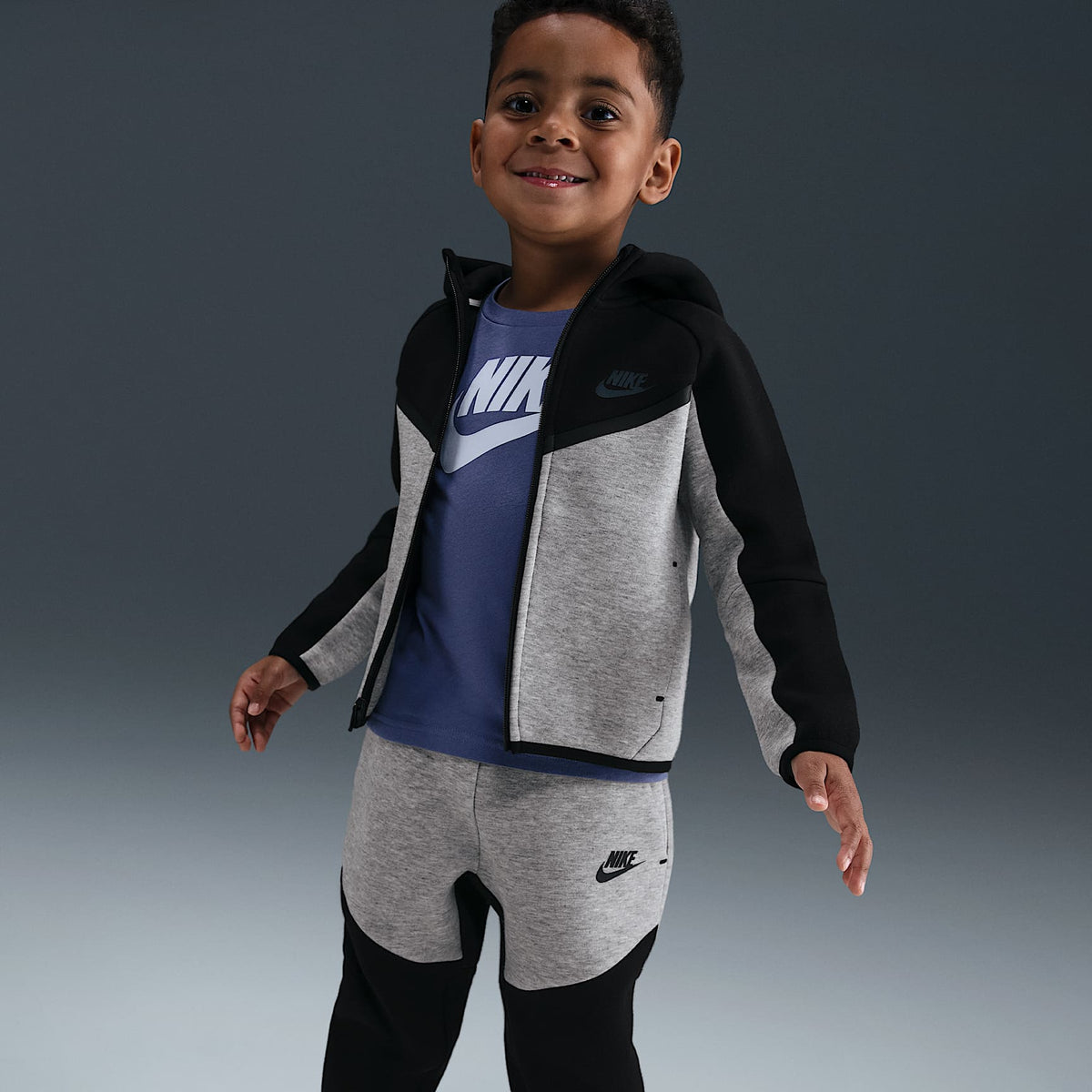Conjunto de 2 piezas de Tech Fleece de cierre completo infantil Nike Sportswear – Negro/Multicolor – vista 7
