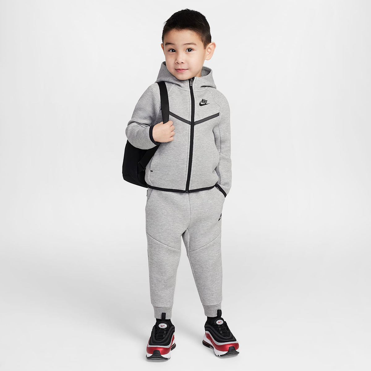 Conjunto de 2 piezas de Tech Fleece de cierre completo infantil Nike Sportswear – Gris oscuro jaspeado – vista 1