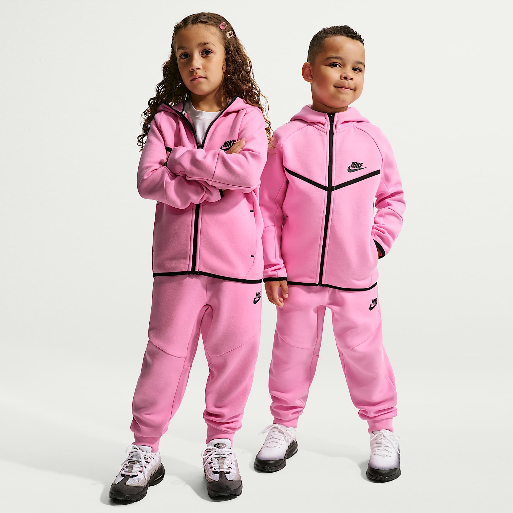 Conjunto de 2 piezas de sudadera de cierre completo Tech Fleece para niños talla pequeña Nike Sportswear – Rosa amanecer – vista 1