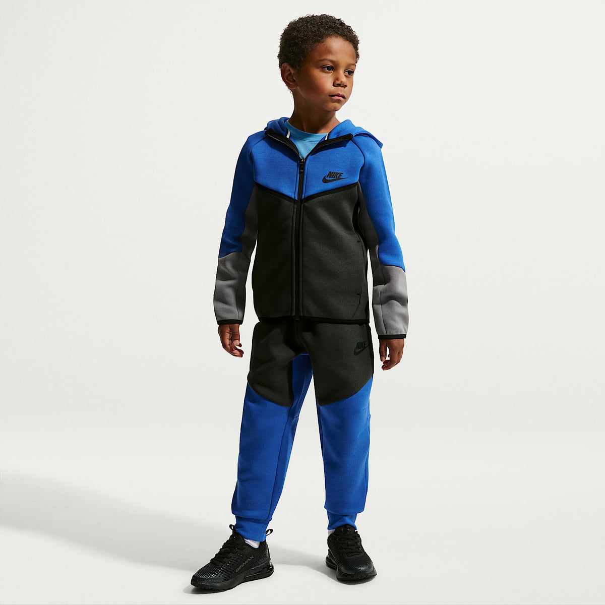 Conjunto de 2 piezas de sudadera de cierre completo Tech Fleece para niños talla pequeña Nike Sportswear – Royal juego – vista 1