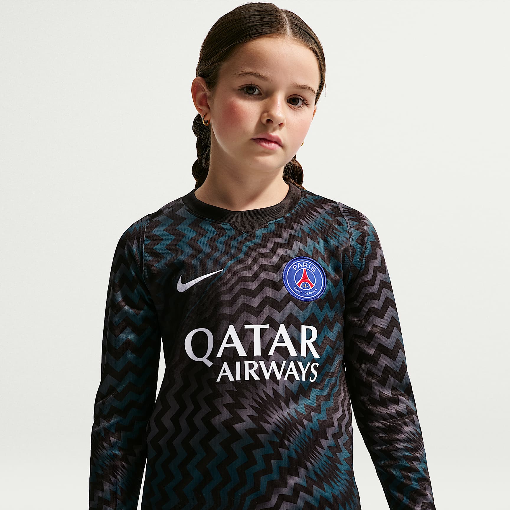 Jersey de futbol Nike Dri-FIT Replica del Paris Saint-Germain portero 2026/27 Stadium para niños talla grande – Negro/Blanco – vista 2
