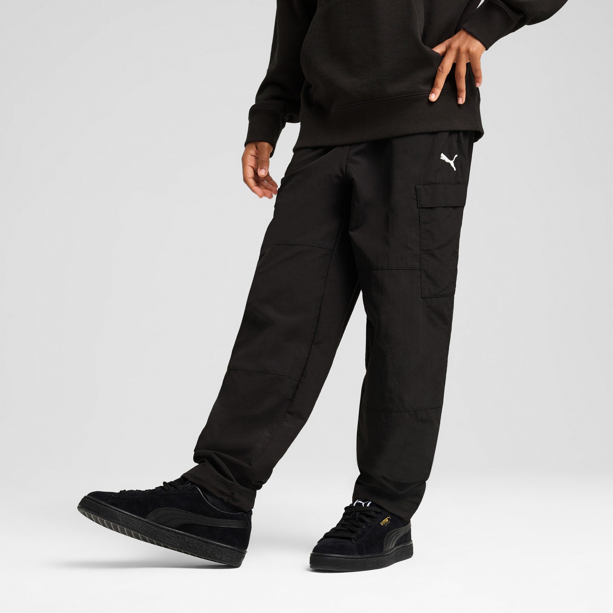 Pantalones cargo holgados WARDROBE Essentials para adolescentes – PUMA BLACK – vista 1