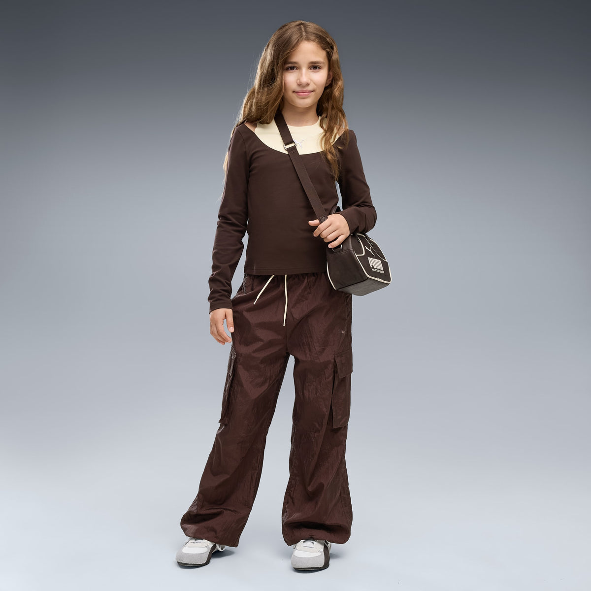 Pantalón cargo holgado juvenil Midnight Shadow – Chocolate Fondue – vista 1
