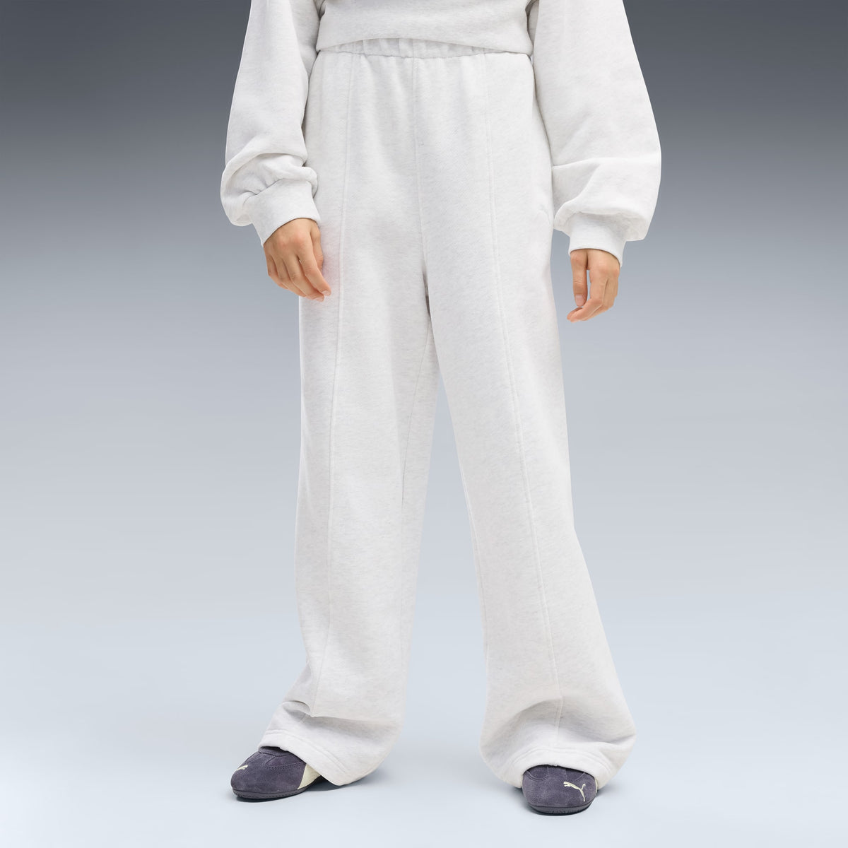 Pantalón flojo con pinzas juvenil PUMA Essentials – White Glow Heather – vista 3