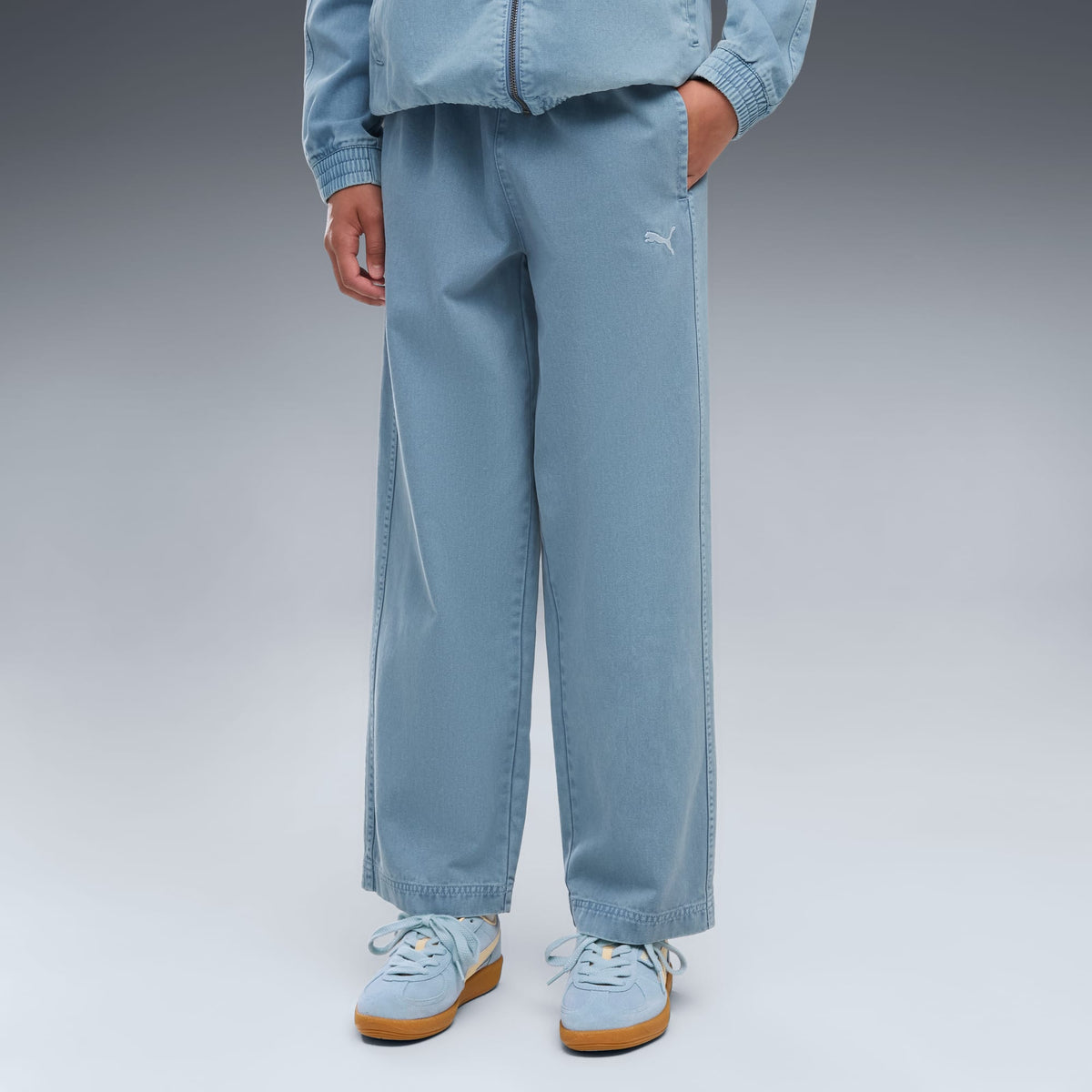 Pantalón holgado de tejido twill deslavado juvenil T7 – COOL BLUE – vista 3