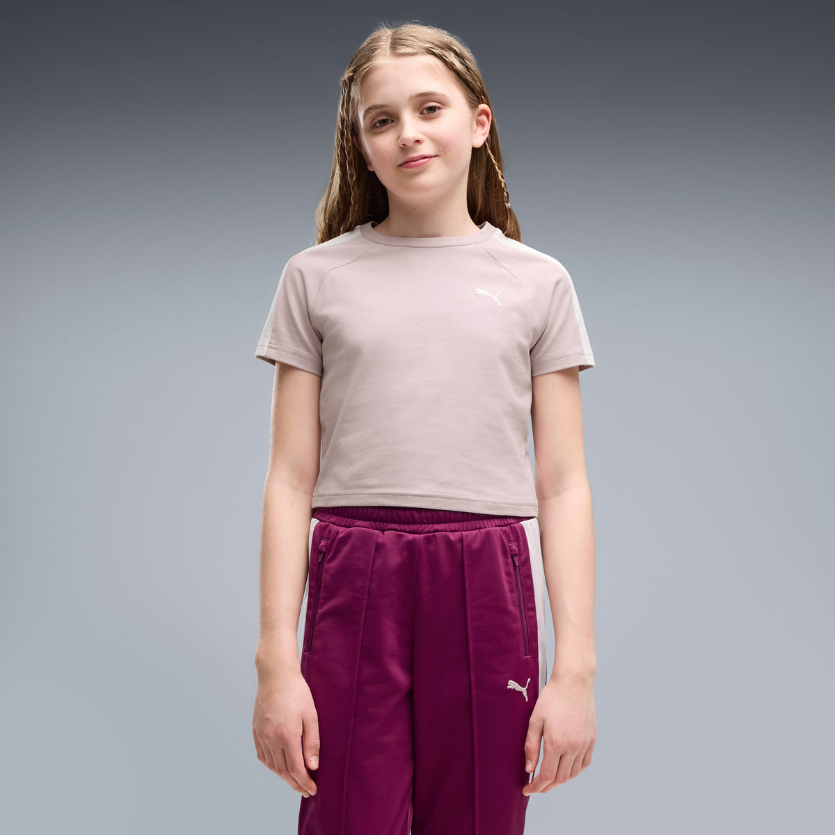 Playera corta T7 para adolescentes – Misty Pink – vista 1