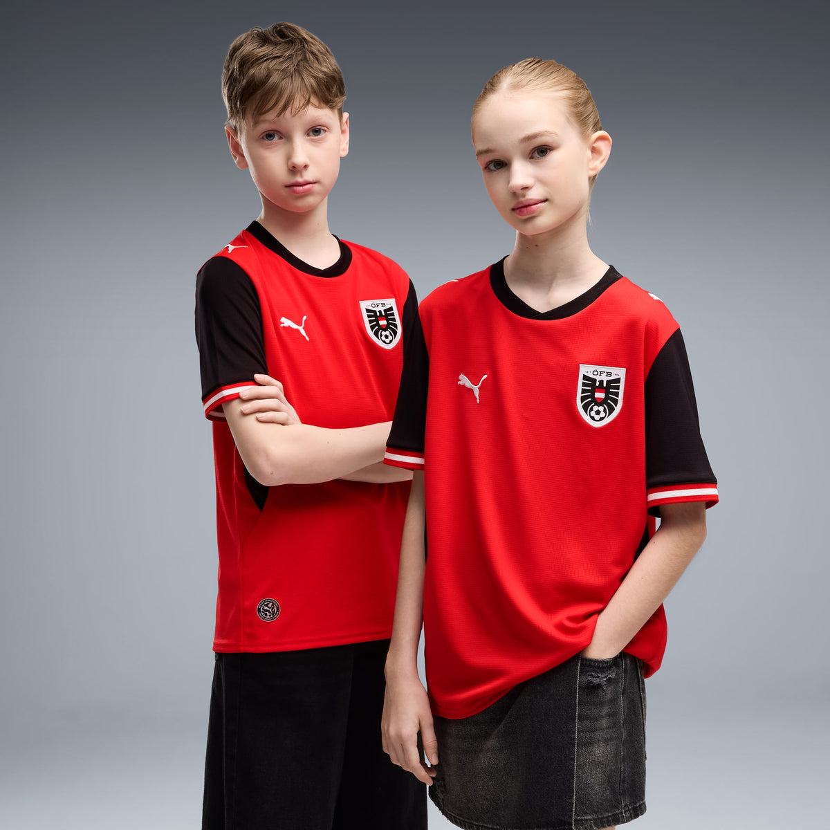 Playera de fútbol juvenil Austria local – PUMA Red-PUMA Black – vista 1