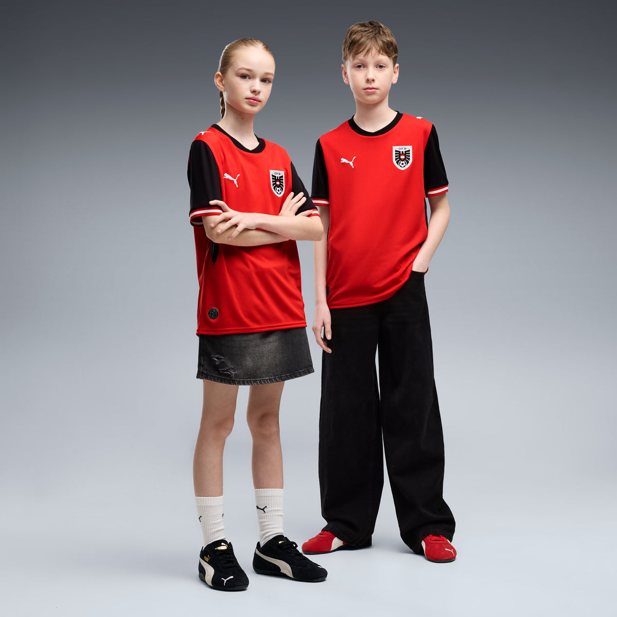 Playera de fútbol juvenil Austria local – PUMA Red-PUMA Black – vista 3