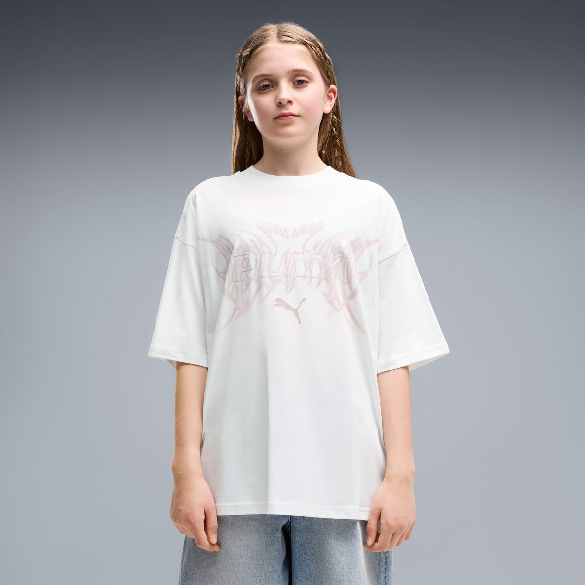 Playera estampada oversized juvenil Midnight Shadow – PUMA WHITE – vista 1