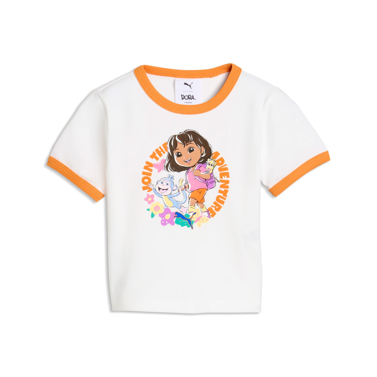 Playera infantil semi-ajustada de cuello en color PUMA x DORA THE EXPLORER – PUMA WHITE – vista 4