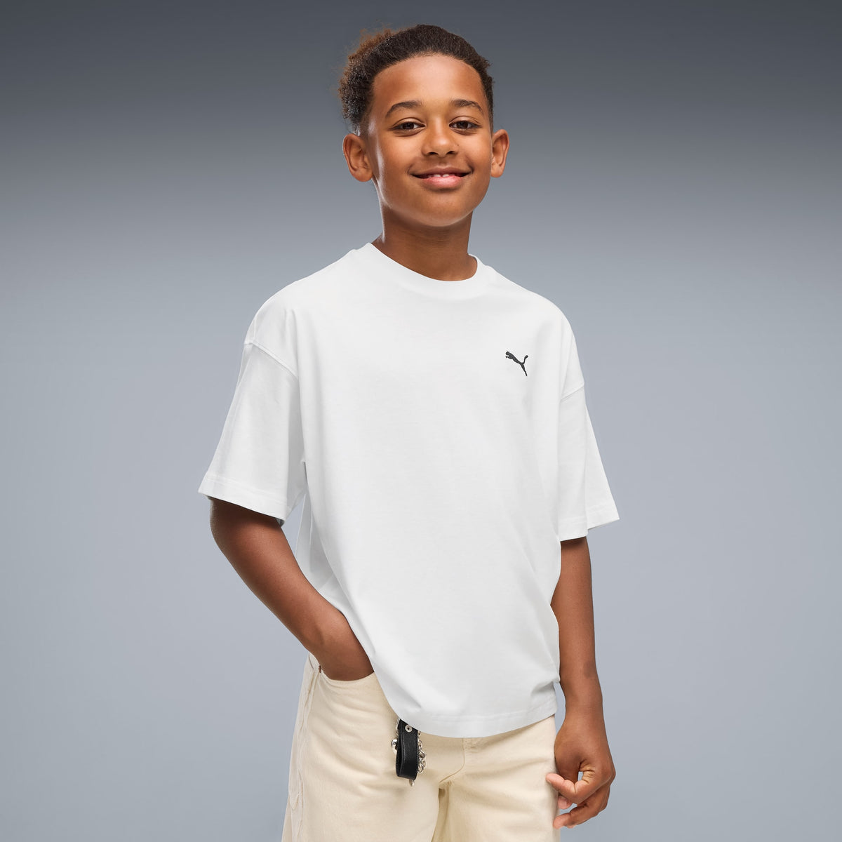 Playera oversized juvenil PUMA Essentials – PUMA WHITE – vista 1