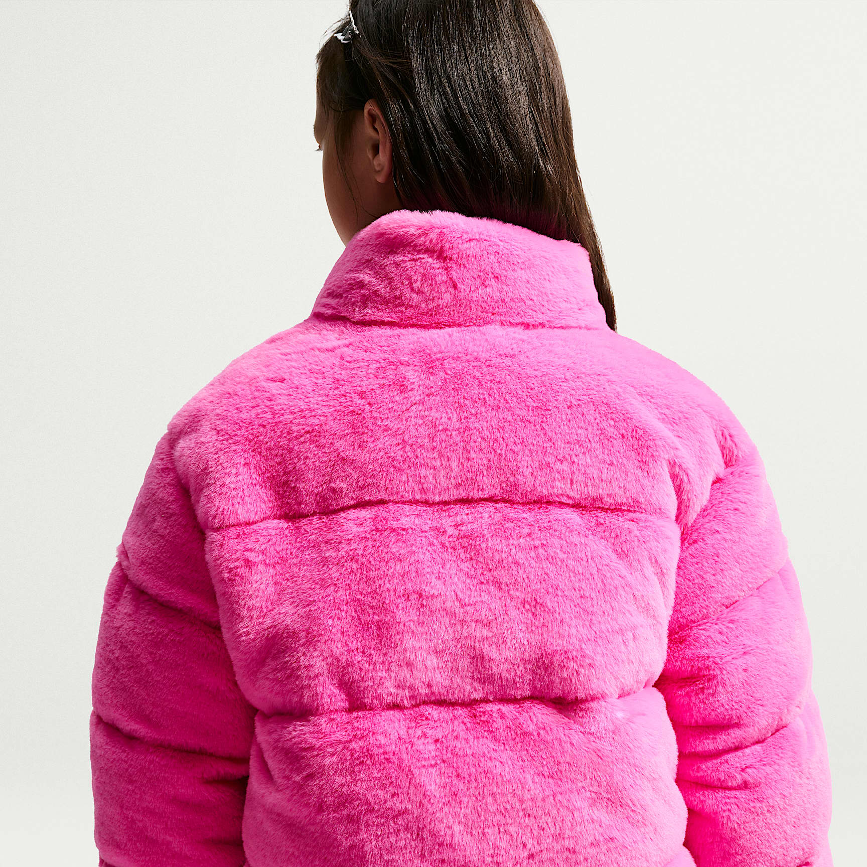 Chamarra acolchada de piel sintética para niños talla pequeña Nike – Rosa alegre – vista 2