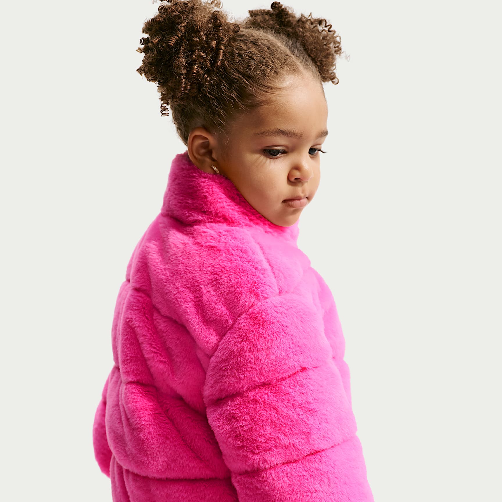Chamarra acolchada de piel sintética infantil Nike – Rosa alegre – vista 2