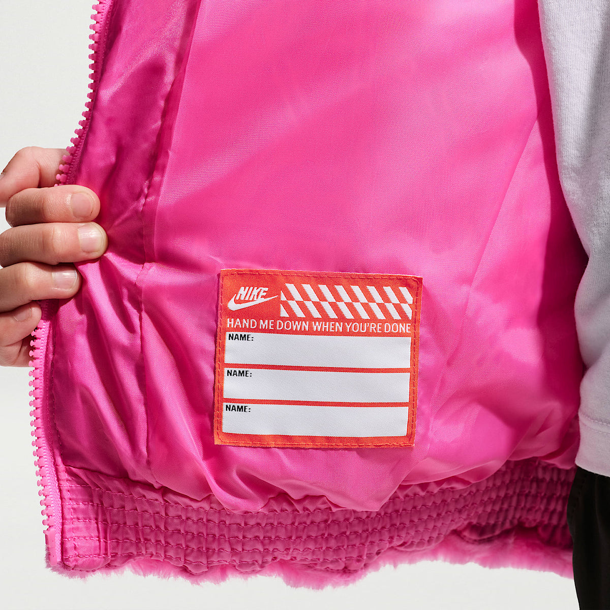 Chamarra acolchada de piel sintética para niños talla pequeña Nike – Rosa alegre – vista 6