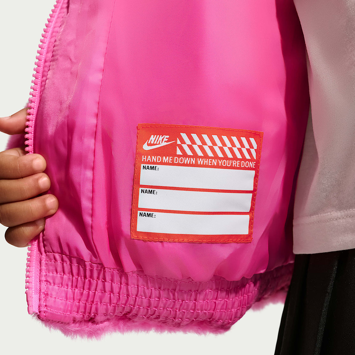 Chamarra acolchada de piel sintética infantil Nike – Rosa alegre – vista 6