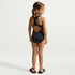 Traje de baño de una pieza con espalda deportiva para niña talla pequeña Nike Swim – Negro/Blanco – vista 5