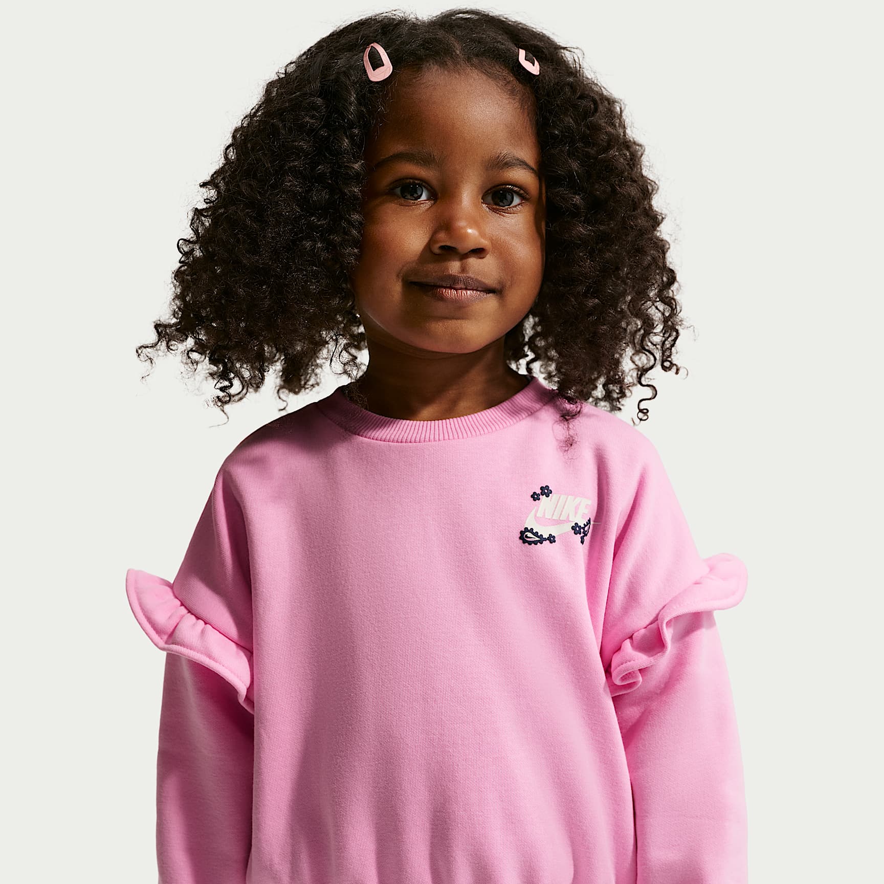 Conjunto de leggings acampanados y sudadera de cuello redondo con volantes infantil Nike – Azul marino medianoche – vista 2