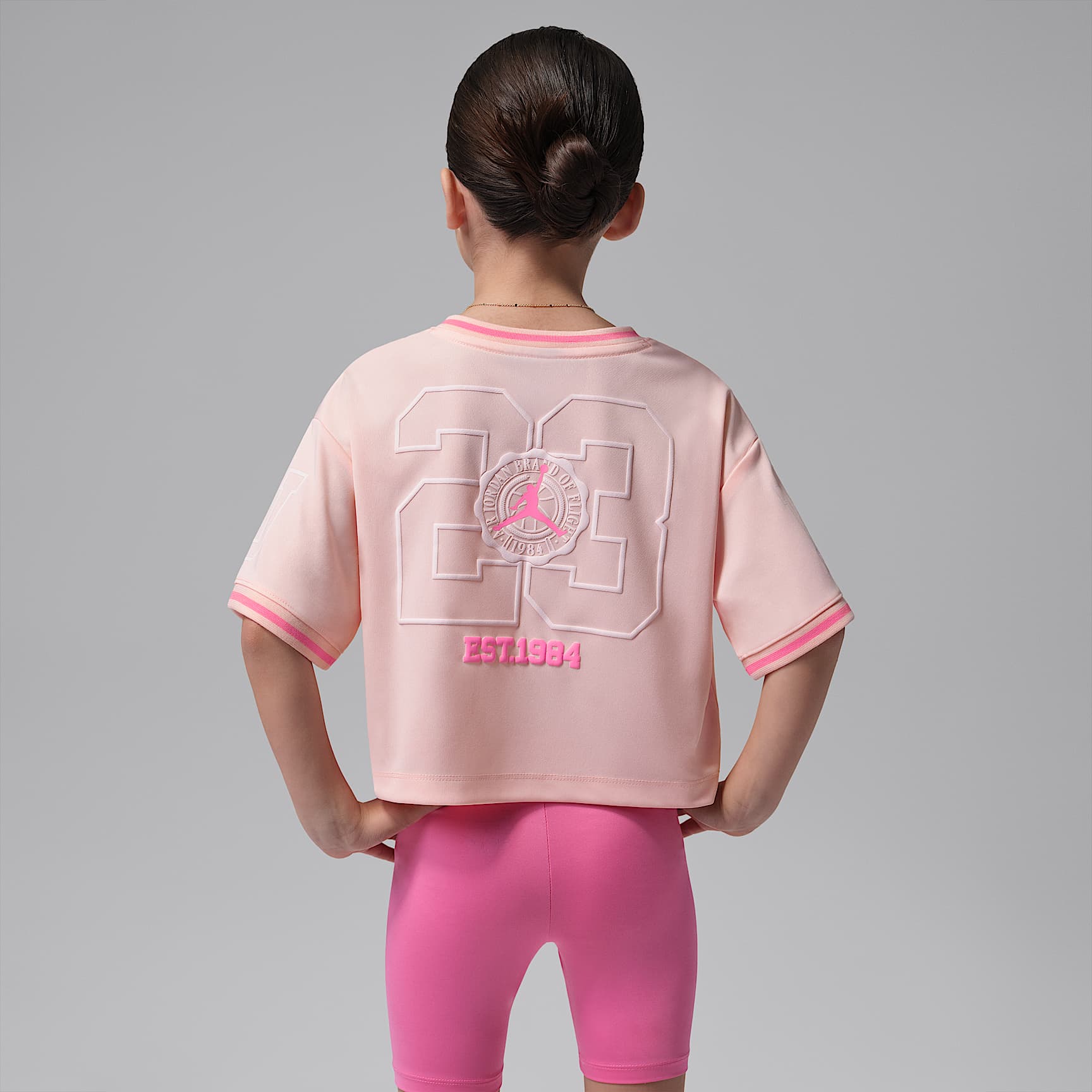 Jersey cropped para niños talla pequeña Jordan Secret Diary – Flor rosa – vista 2