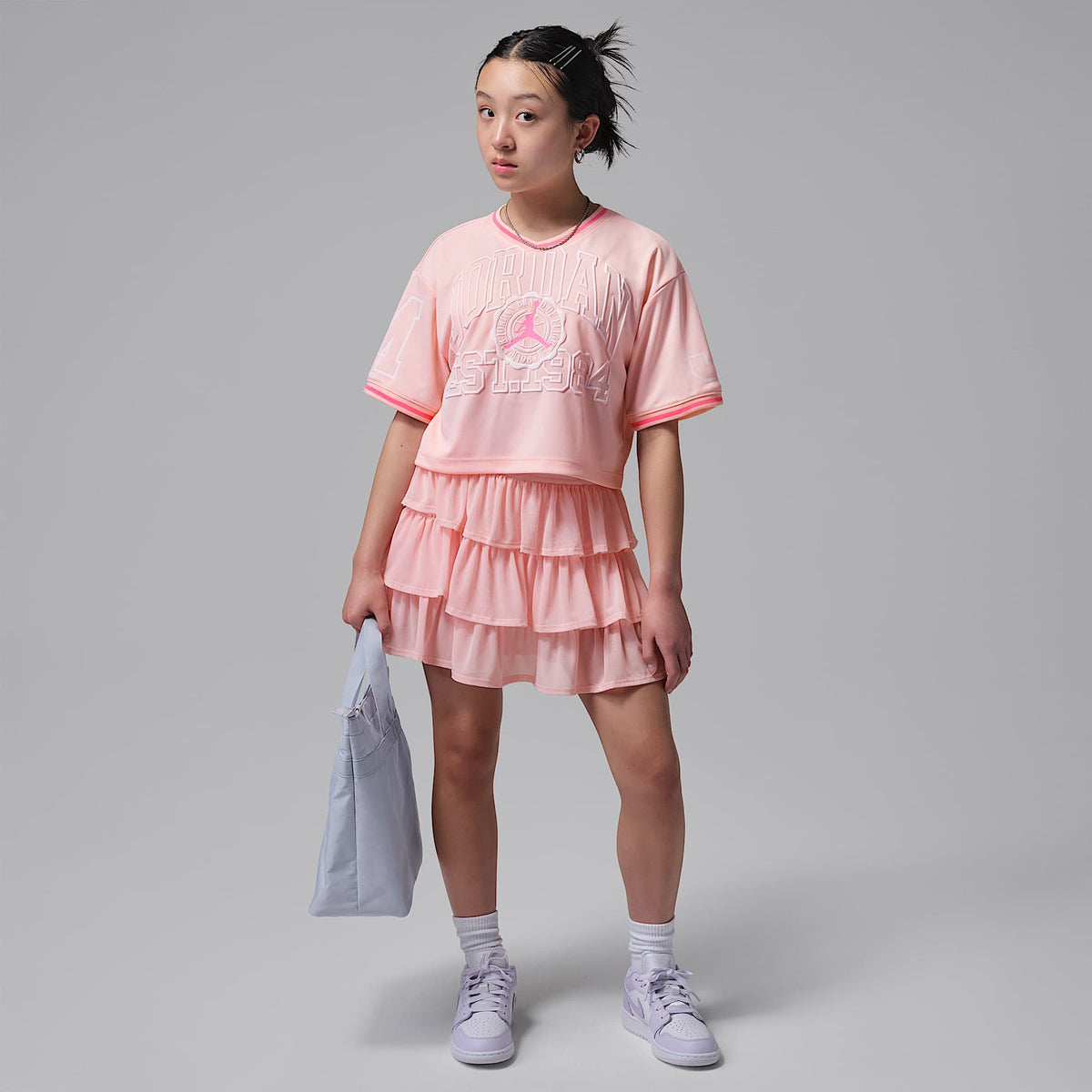 Jersey cropped para niños talla grande Jordan Secret Diary – Flor rosa – vista 8
