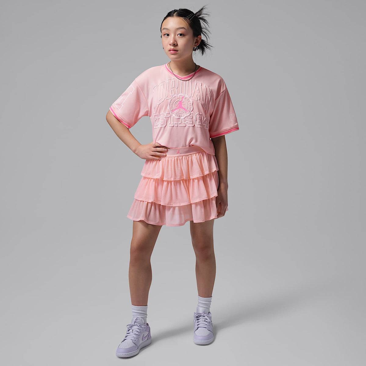 Skort de tul para niños talla grande Jordan Secret Diary – Flor rosa – vista 5