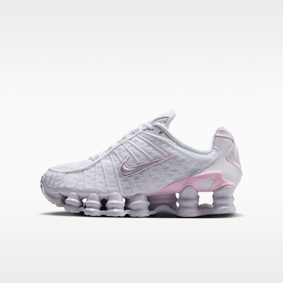 Nike Shox TL – Blanco/Espuma rosa/Plata metalizado – vista 1