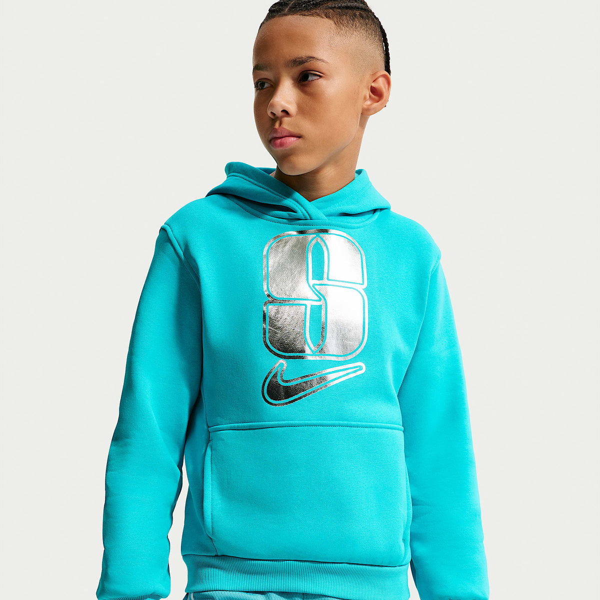 Sudadera con gorro para niños talla grande Nike Club Fleece – Cactus empolvado – vista 3